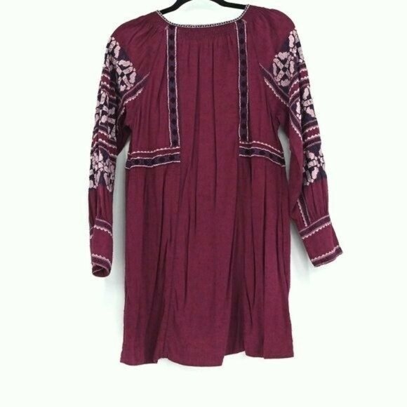 FREE PEOPLE Womens Size XS Wine Purple All My Life Embroidered Mini Dress Boho - Picture 6 of 10